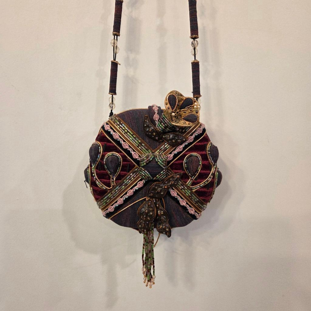 Mary Frances Crossbody Embellished Bag Burgundy
